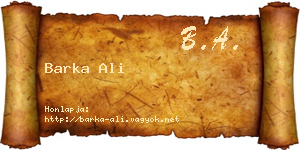 Barka Ali névjegykártya